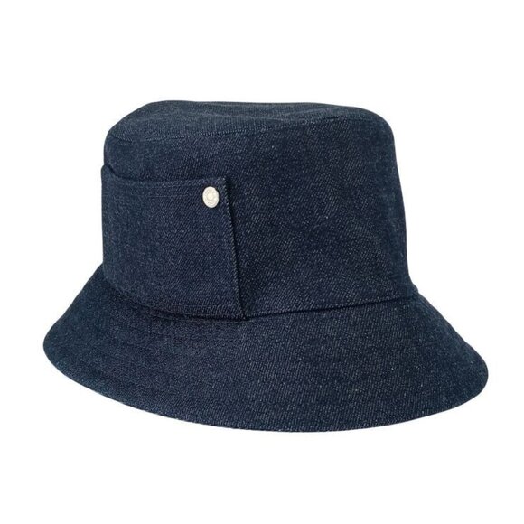 Hermes Hat Helen Silky N Indigo 100% Cotton Bucket Hat Silver main image 6